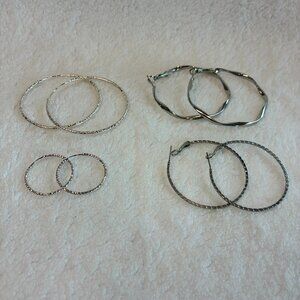 Silver Plated Lot of Hoop Earrings Jewelry